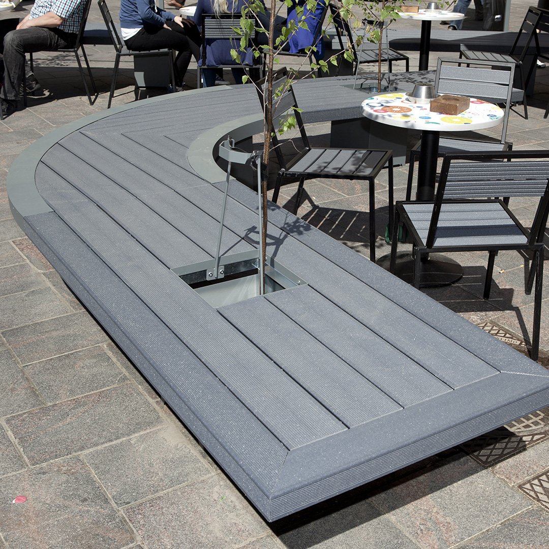 Composite decking UPM ProFi Deck 150 for benches.